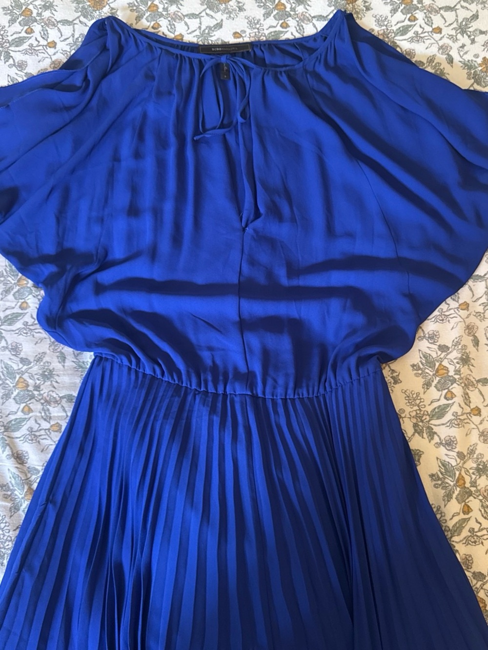 BCBGMaxAzria Cobalt Blue Pleated Midi Dress